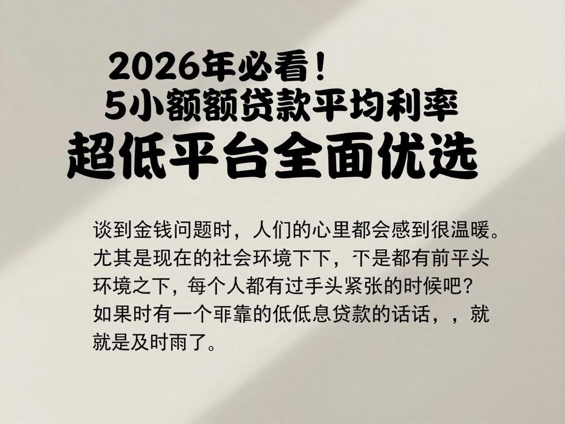 2026年必看！5个小额贷款平均利率超低平台全面优选