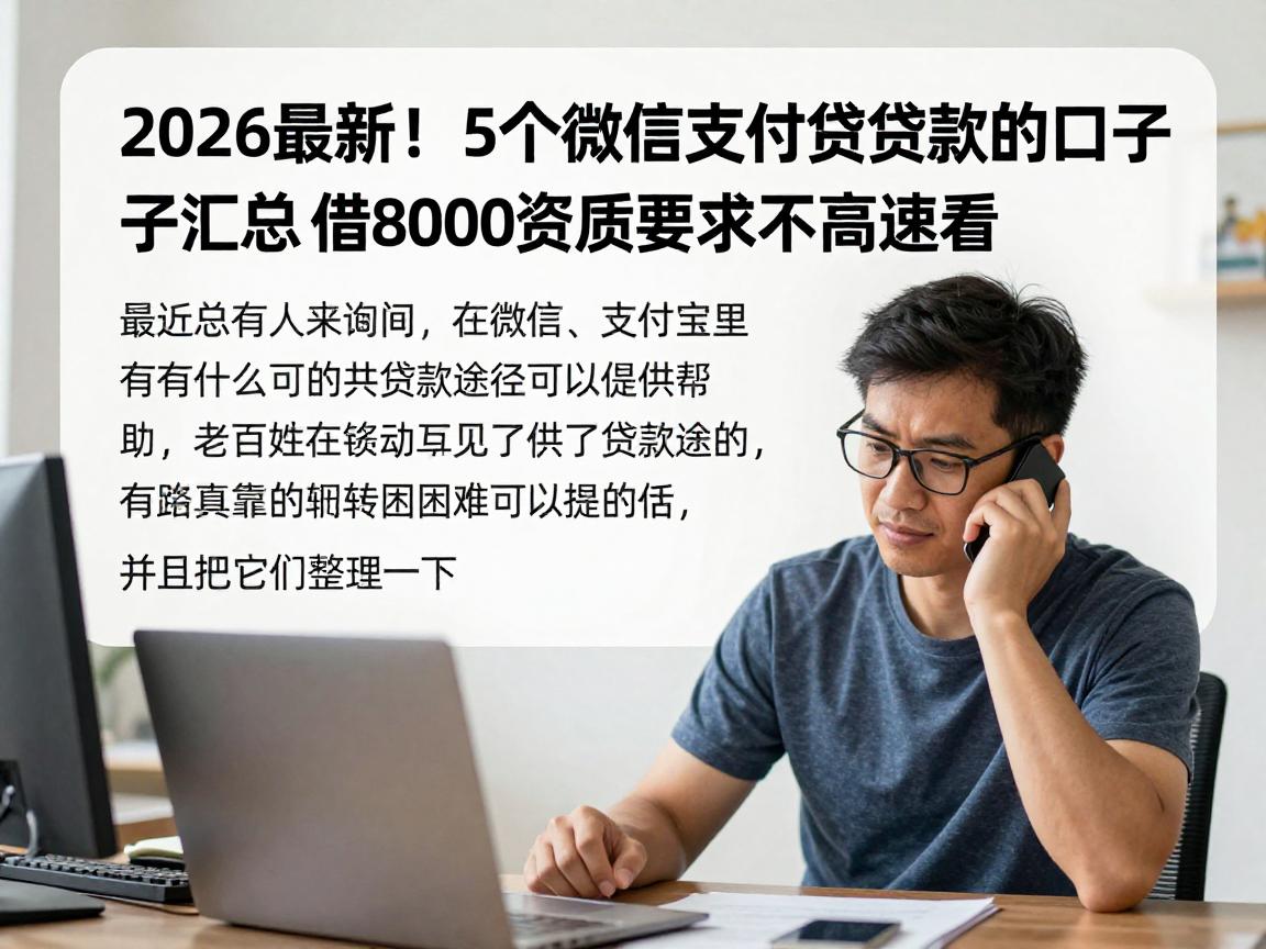 2026最新！5个微信支付宝贷款的口子汇总，借8000资质要求不高速看