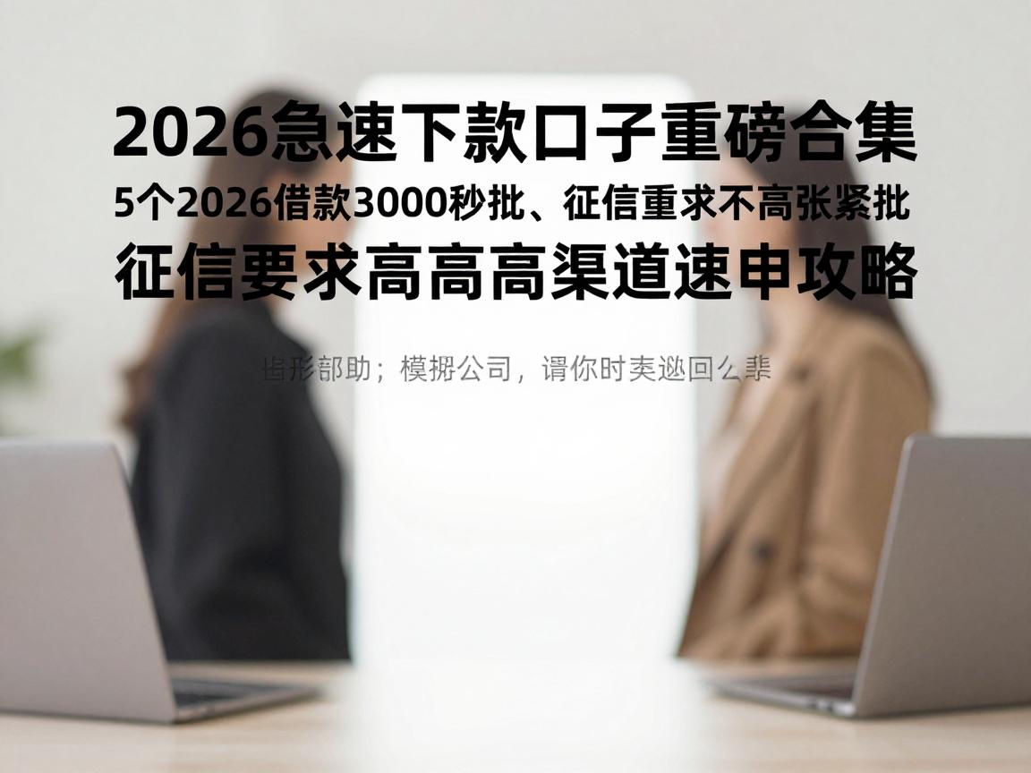 2026急速下款口子重磅合集!5个2026借款3000秒批、征信要求不高的渠道速申攻略