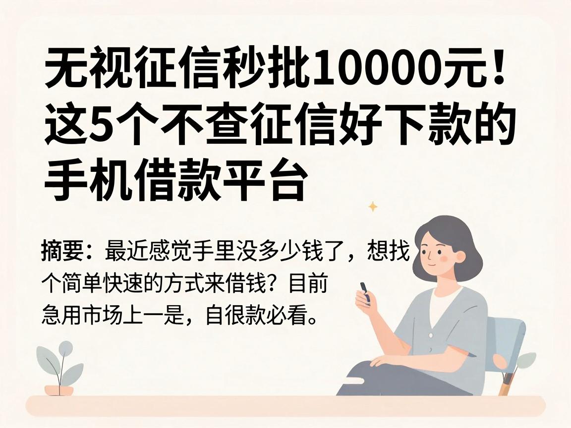 无视征信秒批10000元！这5个不查征信好下款的手机借款平台，急用钱必看
