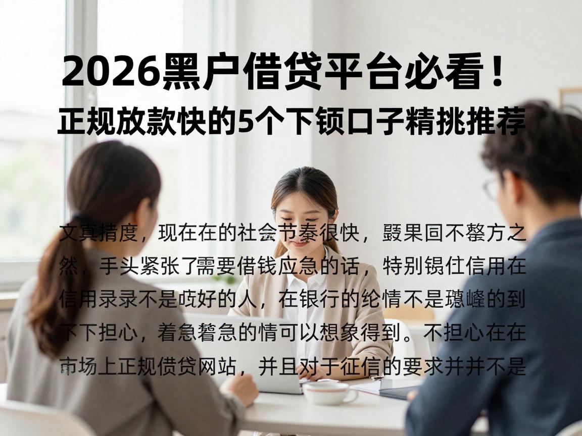 2026黑户借钱平台必看!正规放款快的5个下款口子精挑推荐