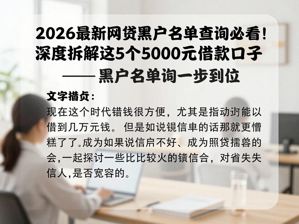 2026最新网贷黑户名单查询必看！深度拆解这5个5000元借款口子，黑户名单查询一步到位