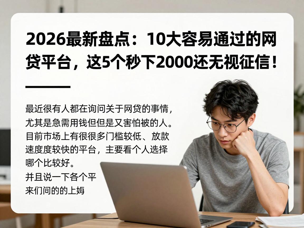2026最新盘点:10大容易通过的网贷平台,这5个秒下2000还无视征信!