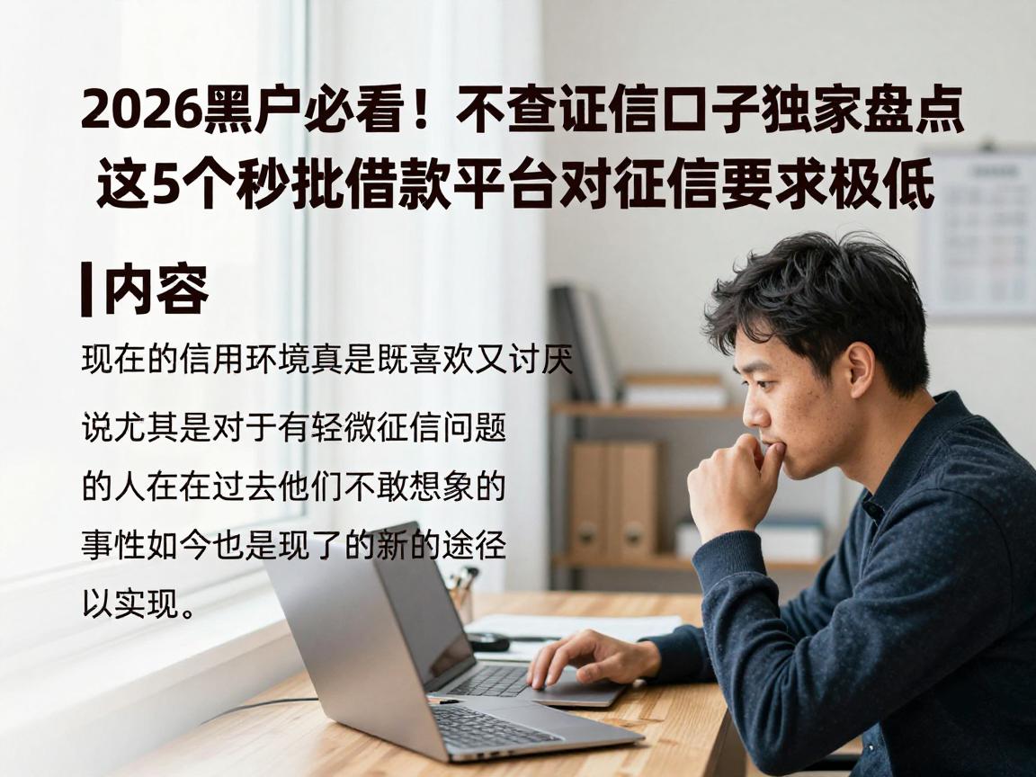 2026黑户必看！不查证信口子独家盘点，这5个秒批借款平台对征信要求极低