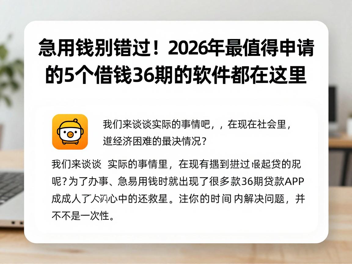 急用钱别错过!2026年最值得申请的5个借钱36期的软件都在这里