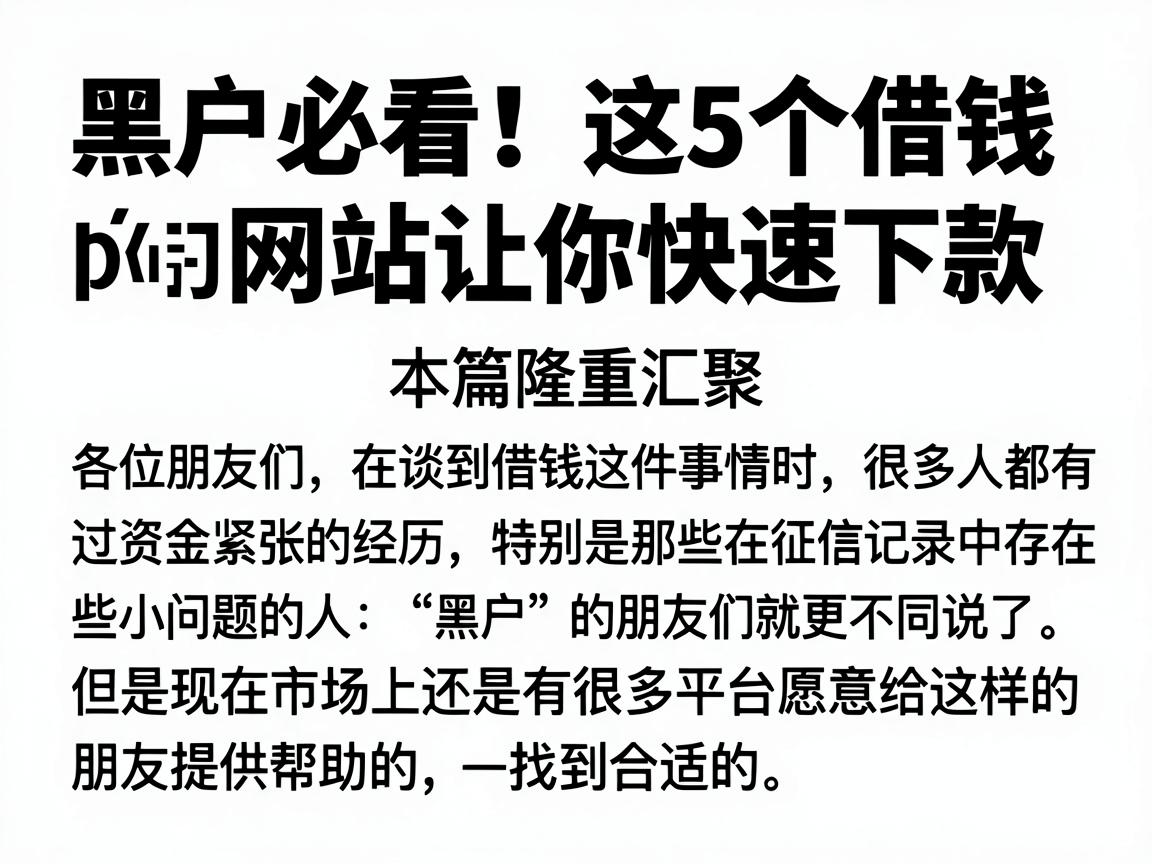 黑户必看！这5个借钱网站让你快速下款，本篇隆重汇聚
