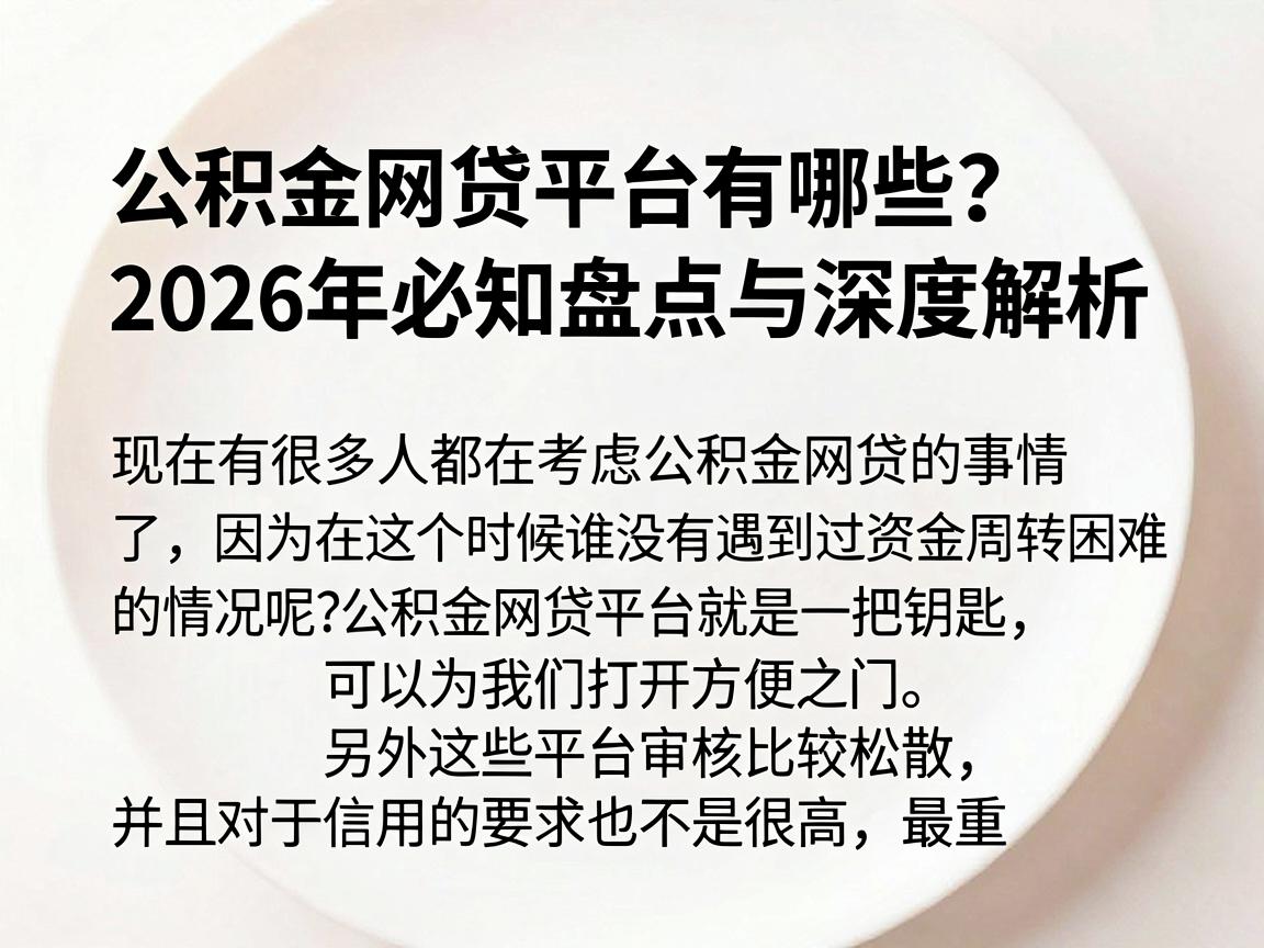 公积金网贷平台有哪些？2026年必知盘点与深度解析
