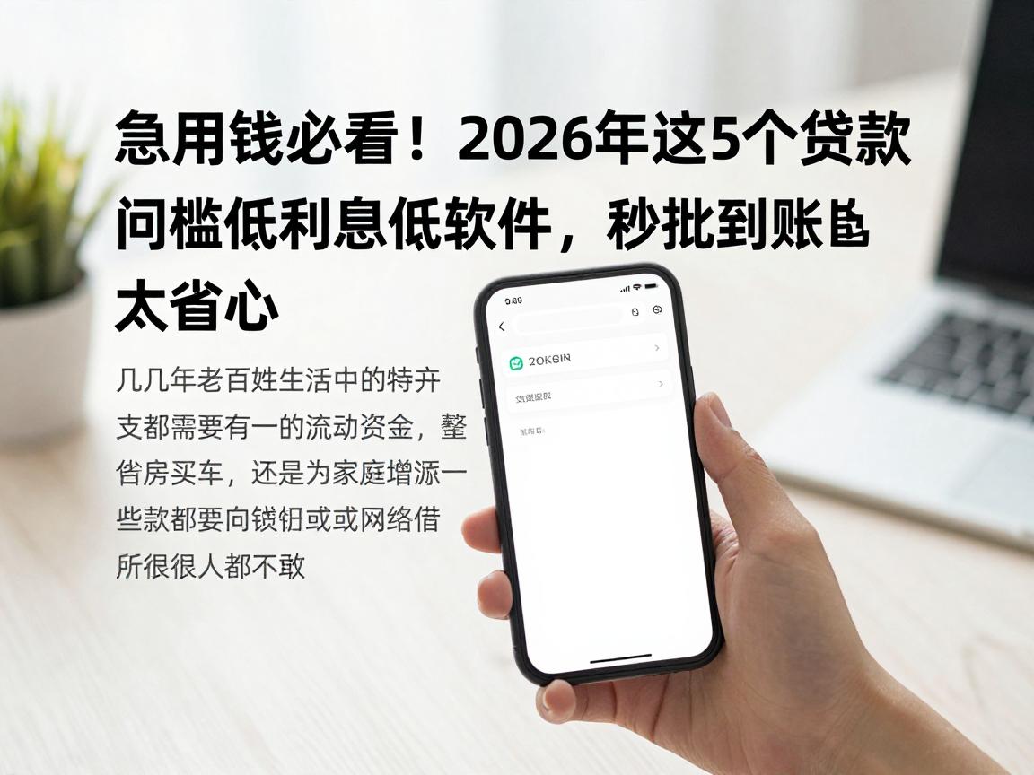 急用钱必看!2026年这5个贷款门槛低利息低软件,秒批到账太省心