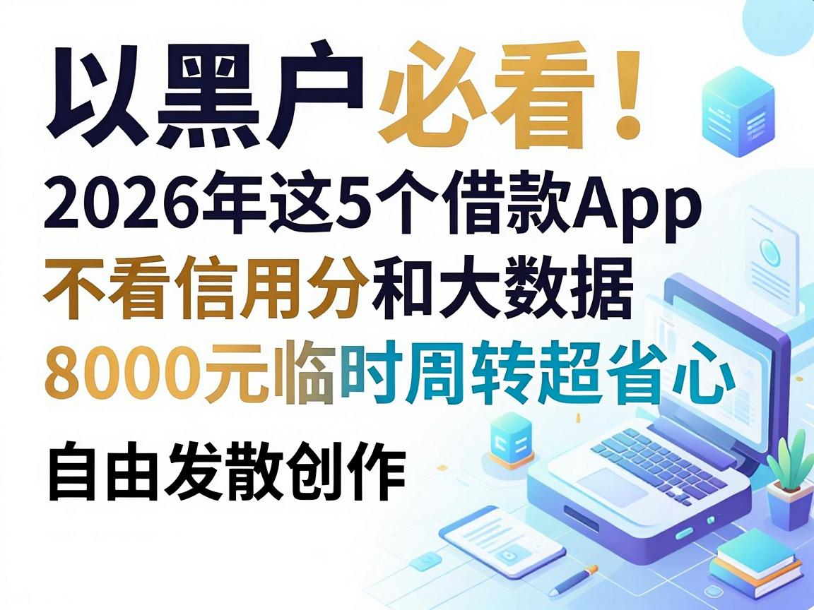 黑户必看!2026年这5个借款App不看信用分和大数据,8000元临时周转超省心