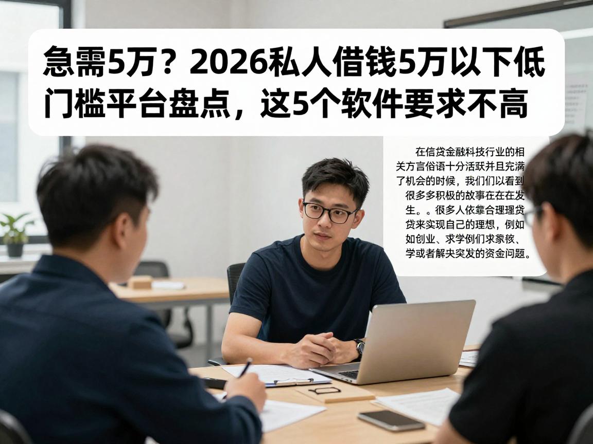 急需5万？2026私人借钱5万以下低门槛平台盘点，这5个软件要求不高
