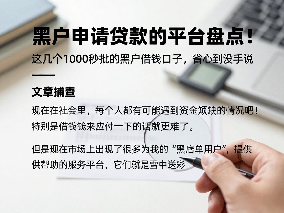 黑户申请贷款的平台盘点！这几个1000秒批的黑户借钱口子，省心到没话说