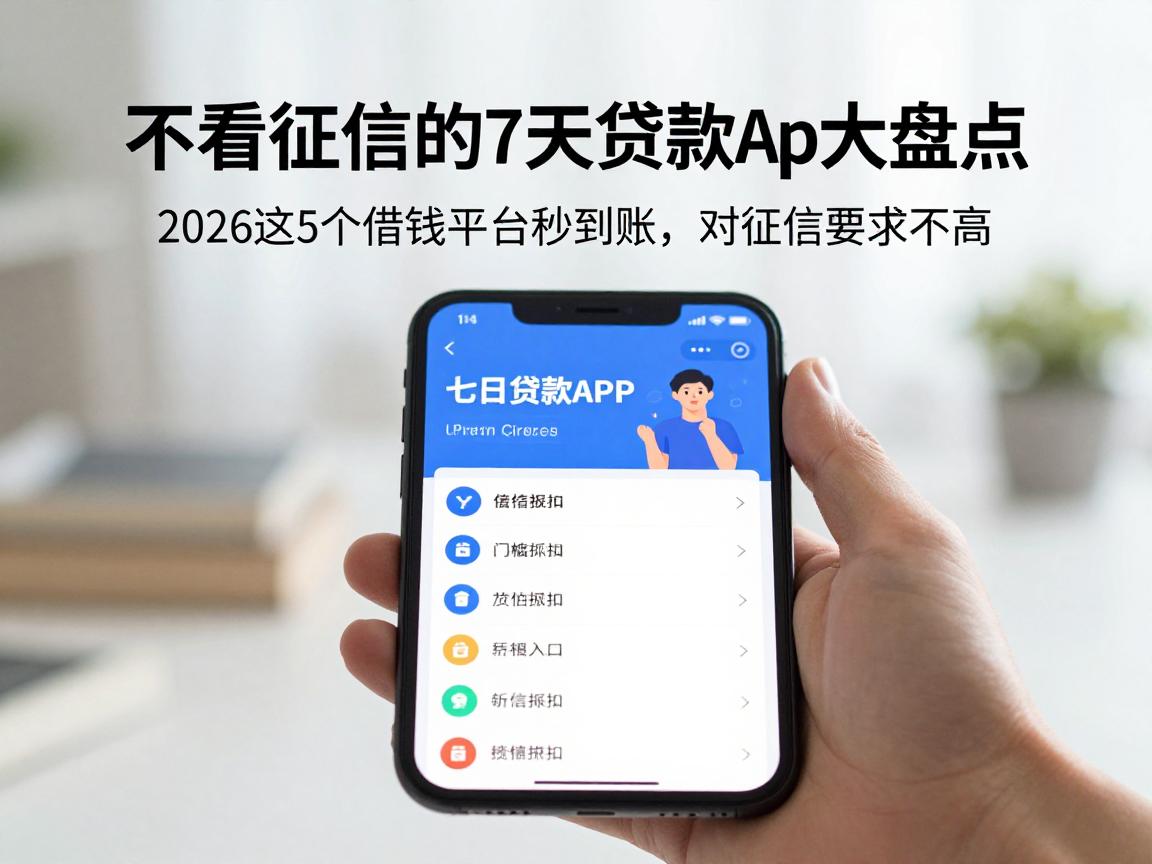 不看征信的7天贷款app大盘点！2026这5个借钱平台秒到账，对征信要求不高