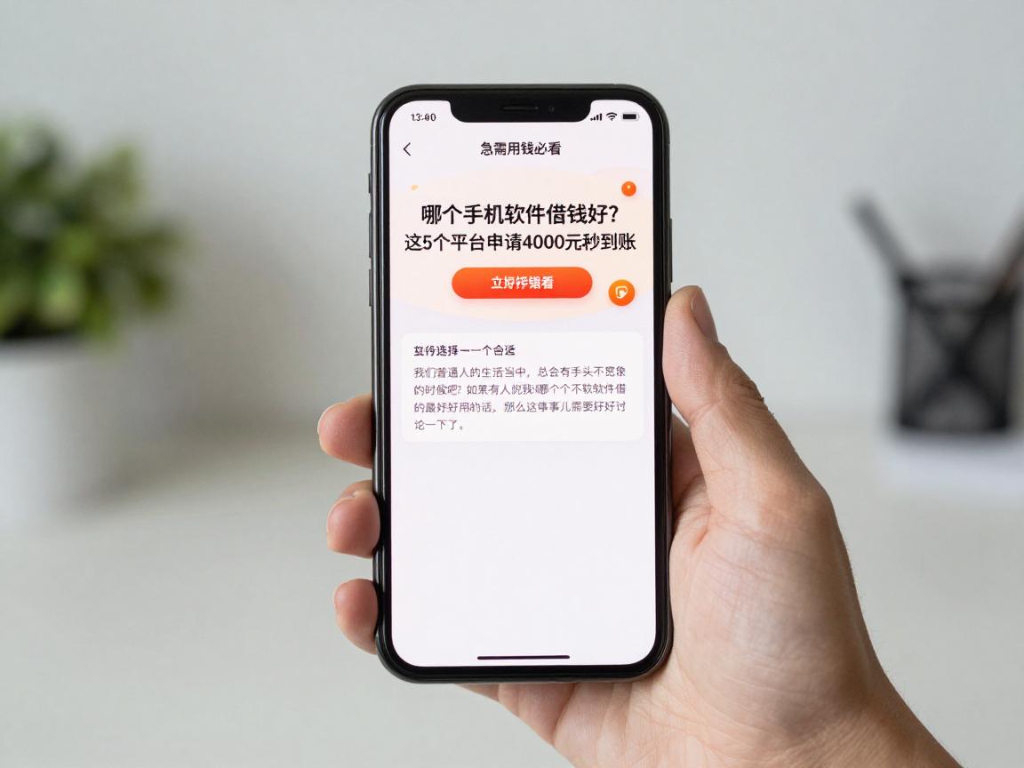 急需用钱必看!哪个手机软件借钱好?这5个平台申请4000元秒到账