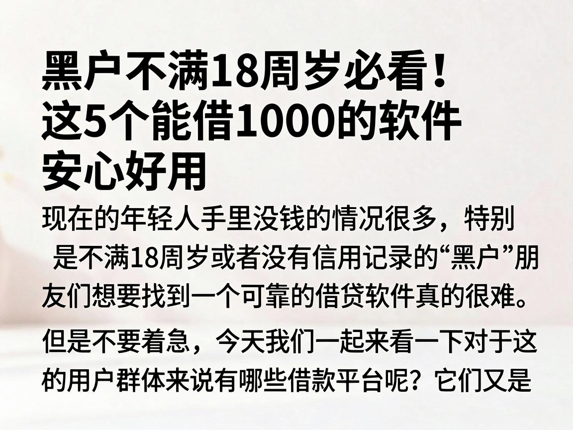 黑户不满18周岁必看!这5个能借1000的软件安心好用