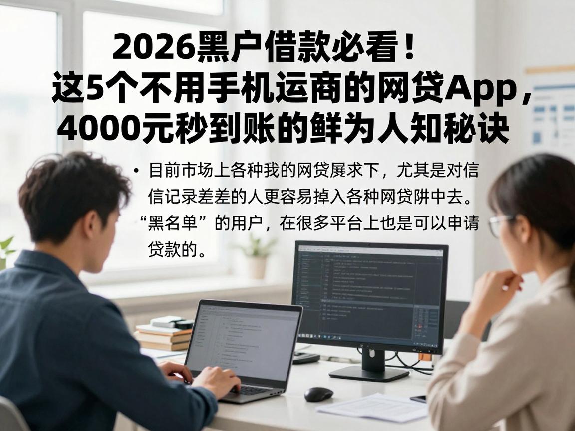 2026黑户借款必看！这5个不用手机运营商的网贷App，4000元秒到账的鲜为人知秘诀