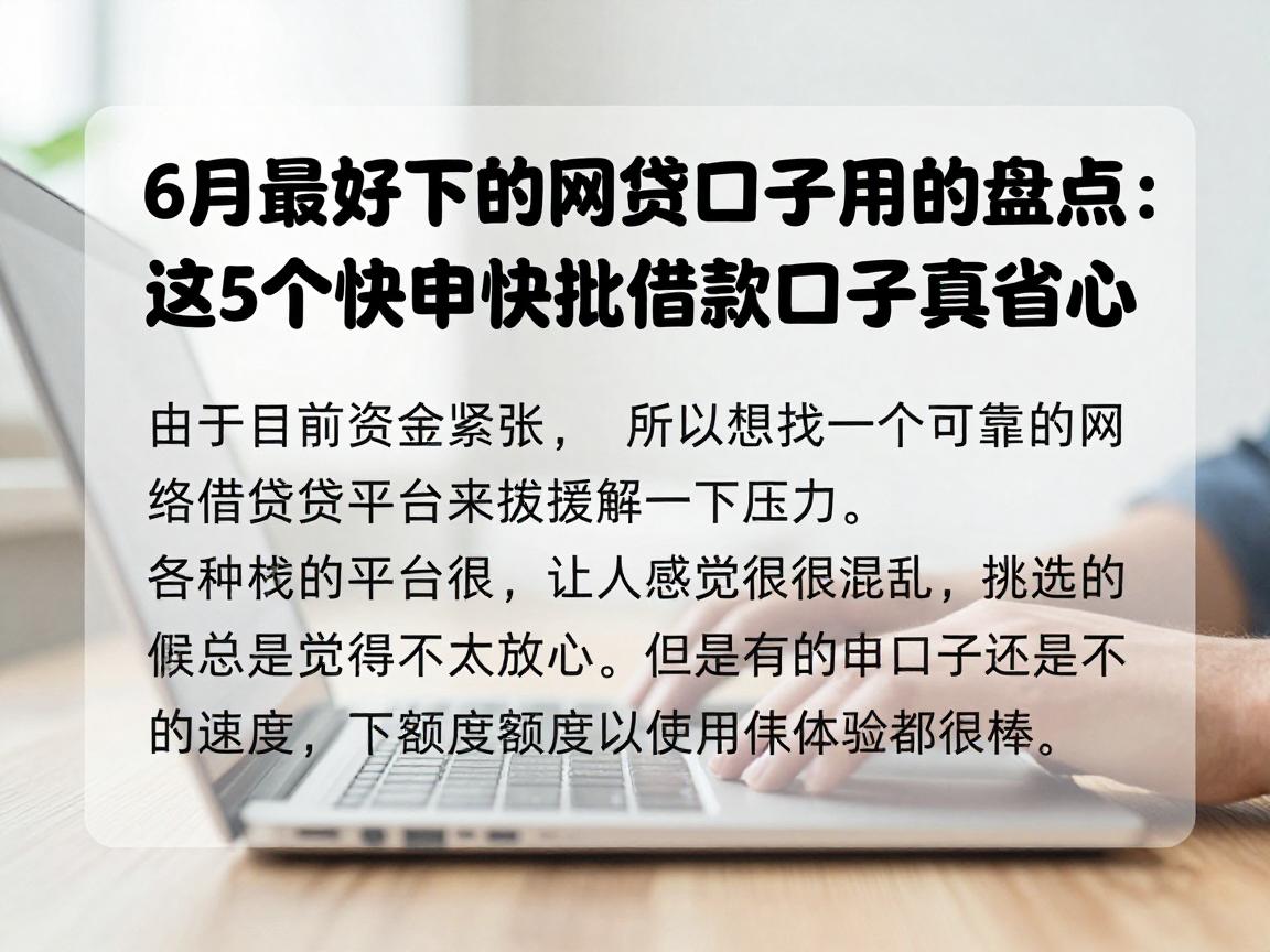 6月最好下的网贷口子用的盘点：这5个快申快批借款口子真省心
