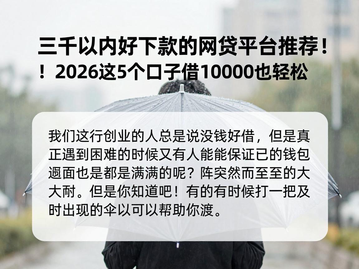 三千以内好下款的网贷平台推荐！2026这5个口子借10000也轻松