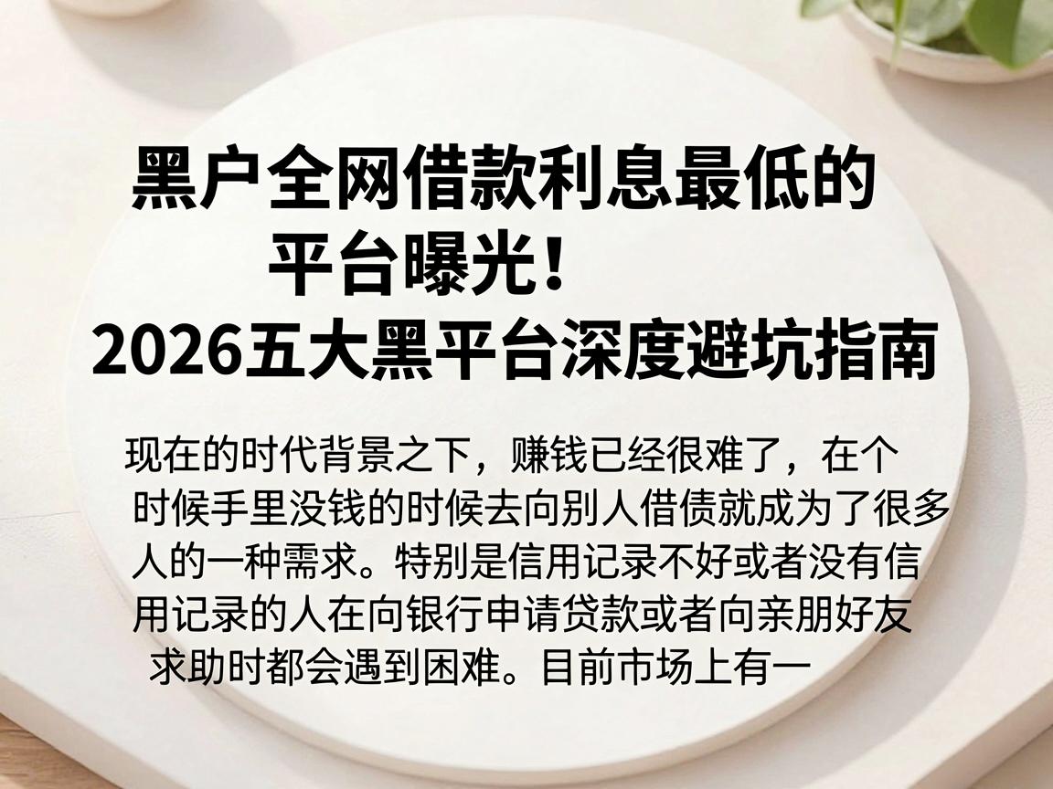 黑户全网借款利息最低的平台曝光!2026五大黑平台深度避坑指南