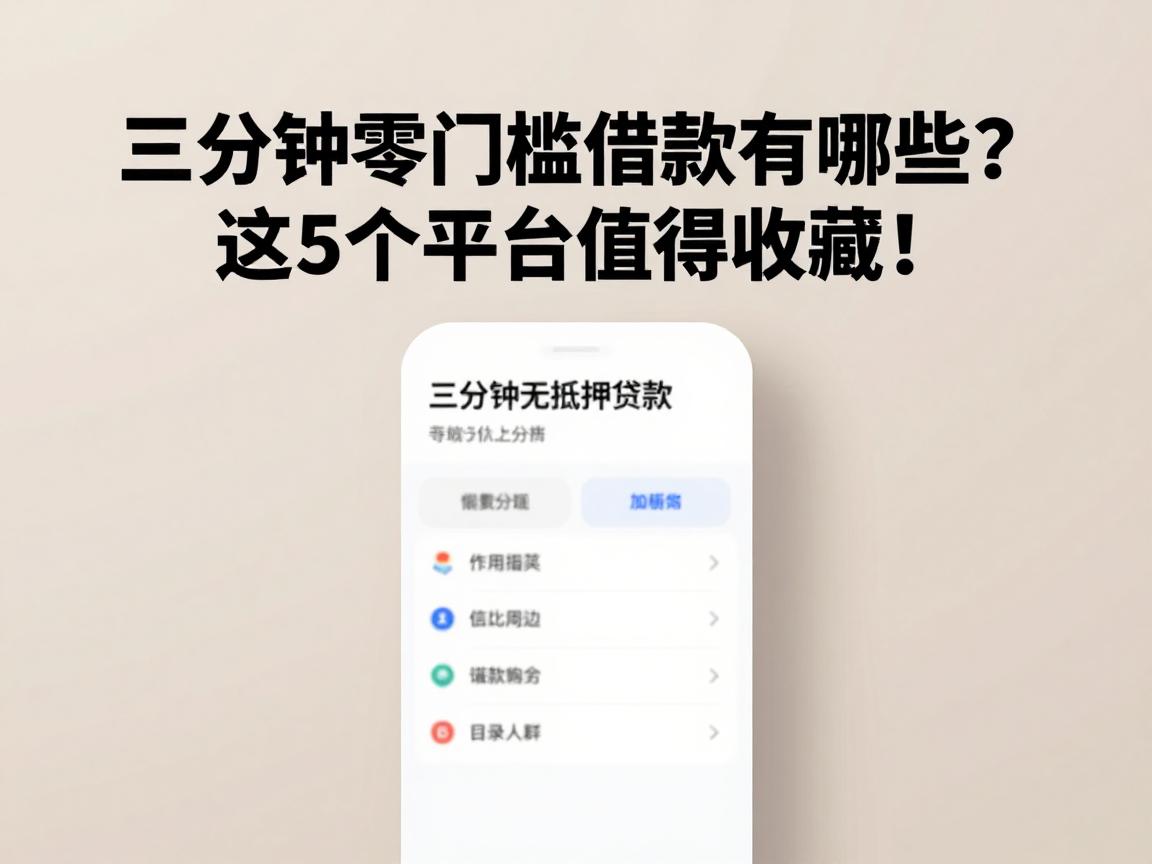 三分钟零门槛借款有哪些?这5个平台值得收藏!