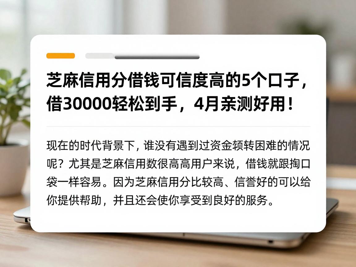 芝麻信用分借钱可信度高的5个口子，借30000轻松到手，4月亲测好用！