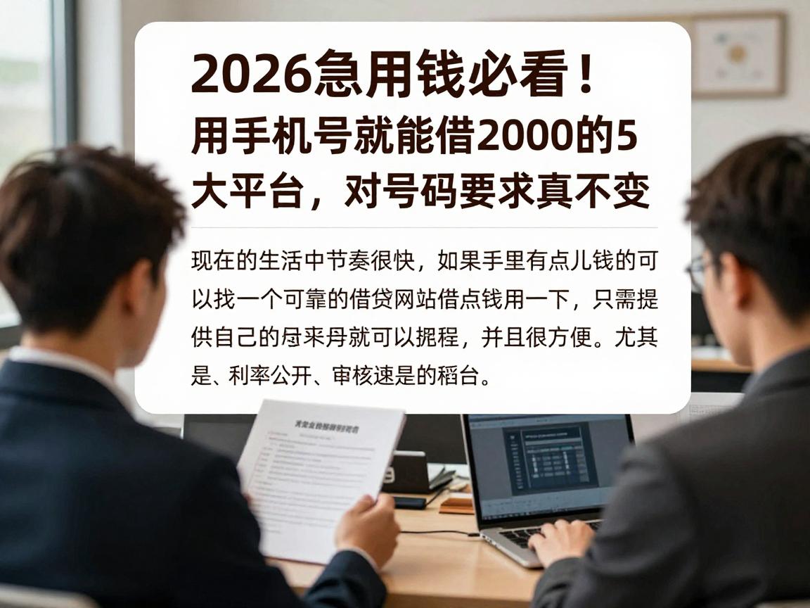 2026急用钱必看!用手机号就能借2000的5大平台,对号码要求真不高