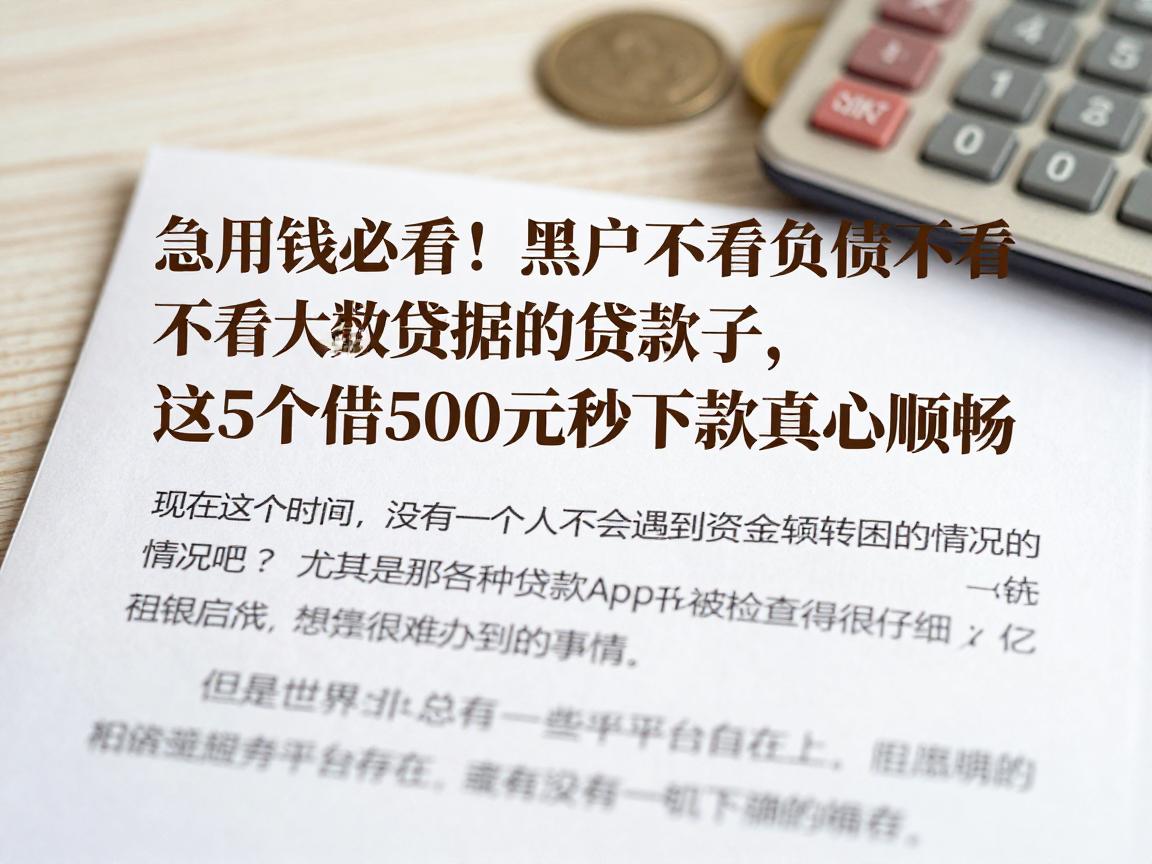 急用钱必看！黑户不看负债不看大数据的贷款口子，这5个借500元秒下款真心顺畅