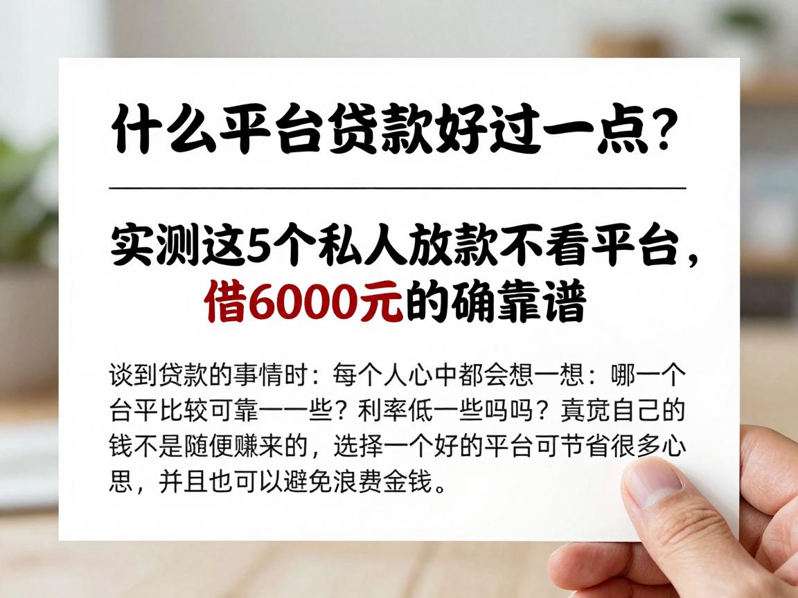 什么平台贷款好过一点？实测这5个私人放款不看平台，借6000元的确靠谱