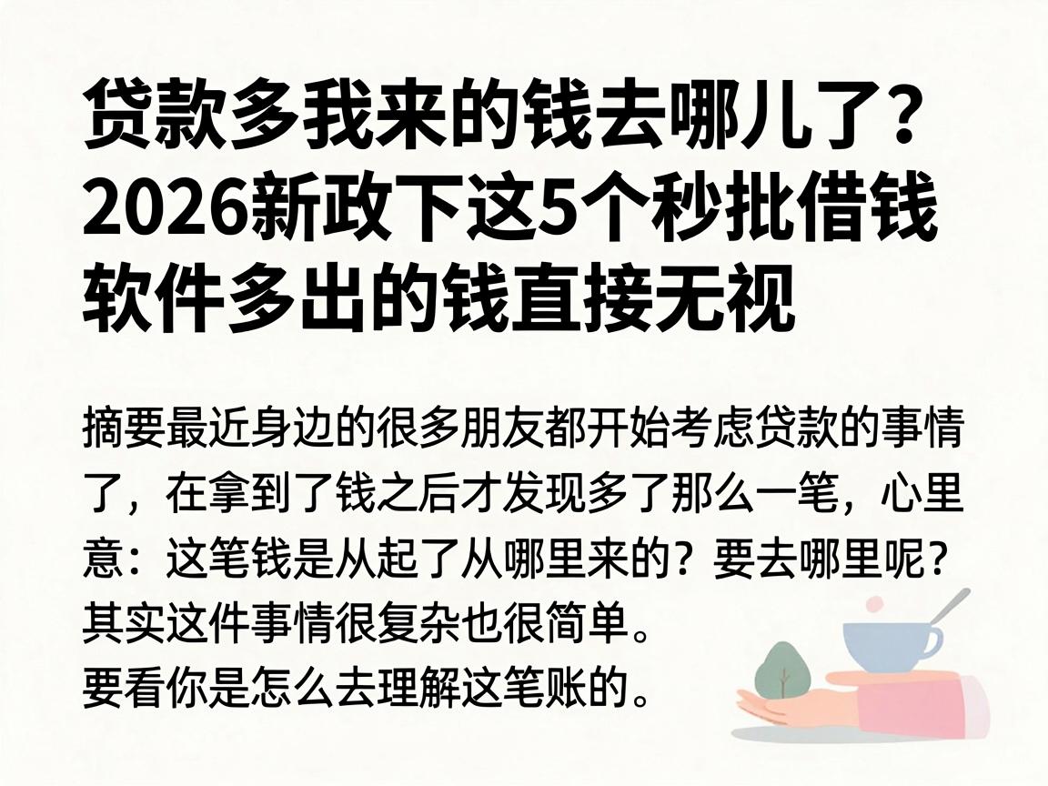 贷款多出来的钱去哪儿了？2026新政下这5个秒批借钱软件多出的钱直接无视