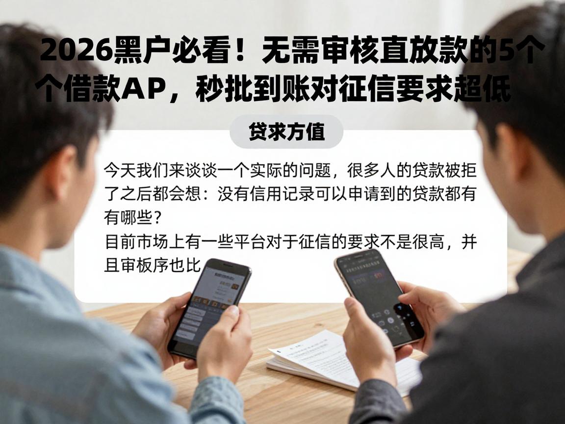 2026黑户必看！无需审核直接放款的5个借款APP，秒批到账对征信要求超低
