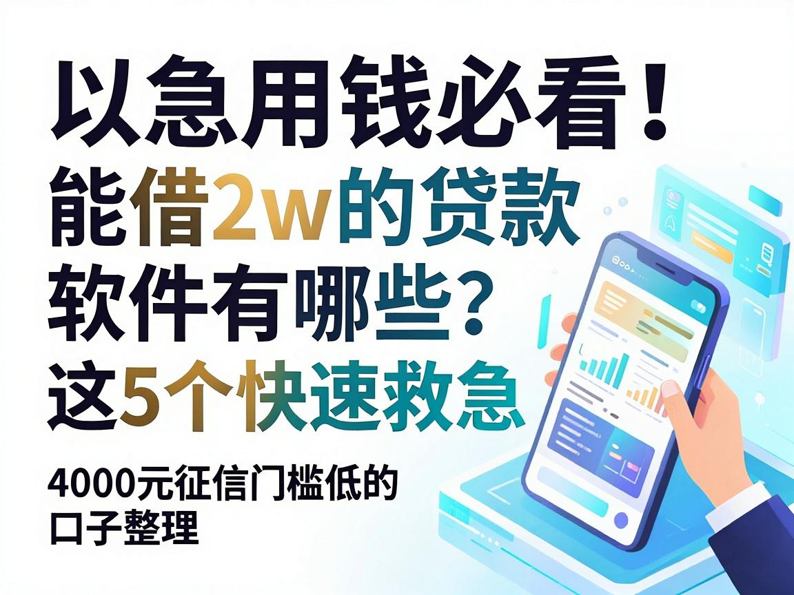 急用钱必看！能借2w的贷款软件有哪些？这5个快速救急，另附4000元征信门槛低的口子整理