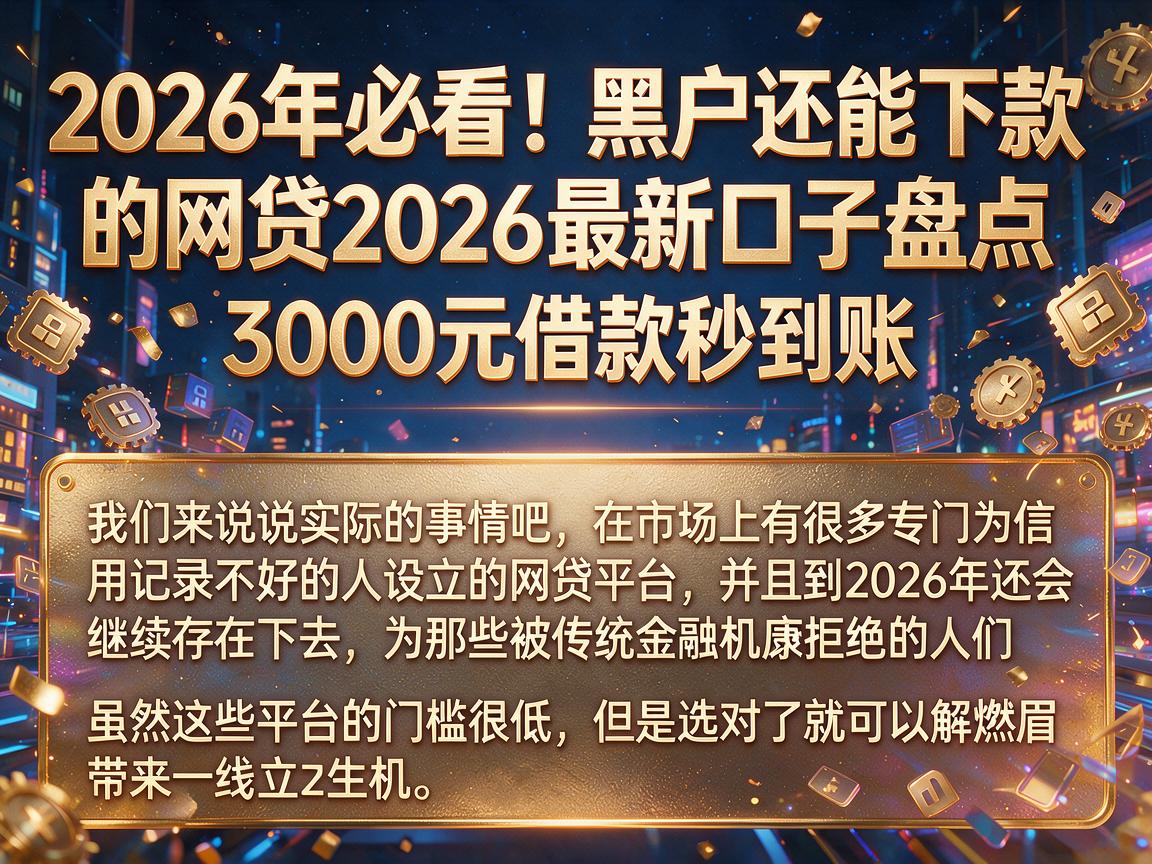 2026年必看！黑户还能下款的网贷2026最新口子盘点，3000元借款秒到账
