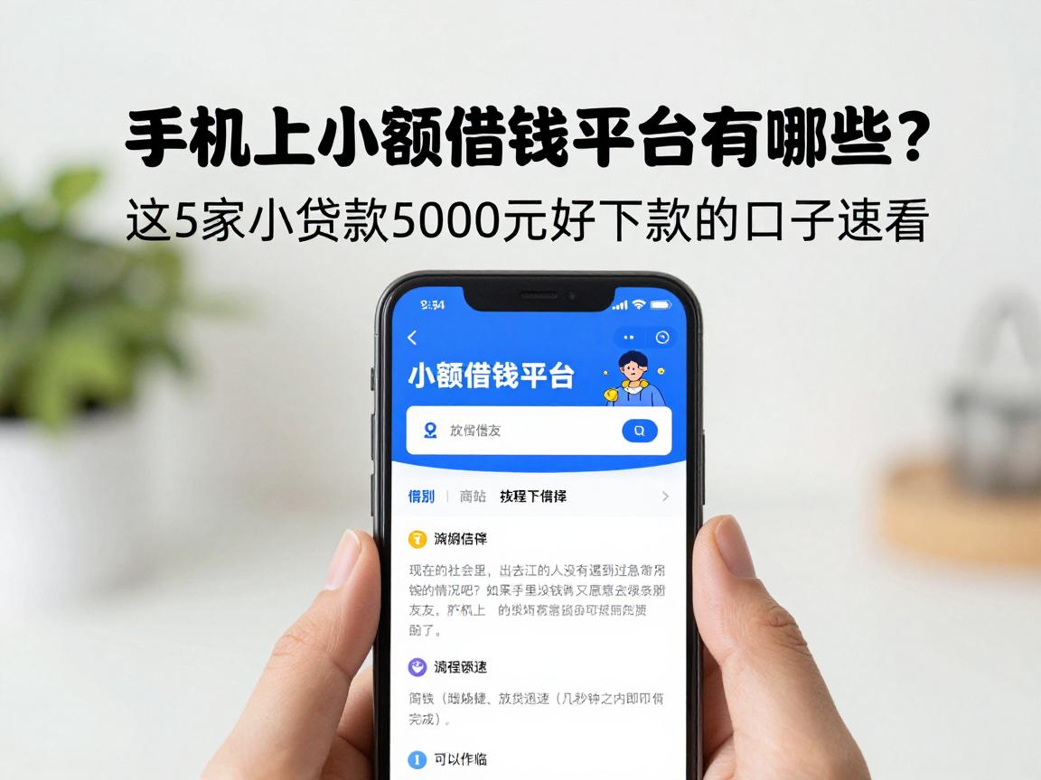 手机上小额借钱平台有哪些？这5家小额贷款5000元好下款的口子速看