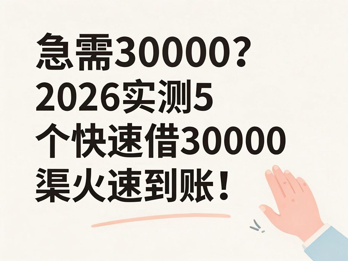 急需30000？2026实测这5个快速借30000渠道，火速到账！