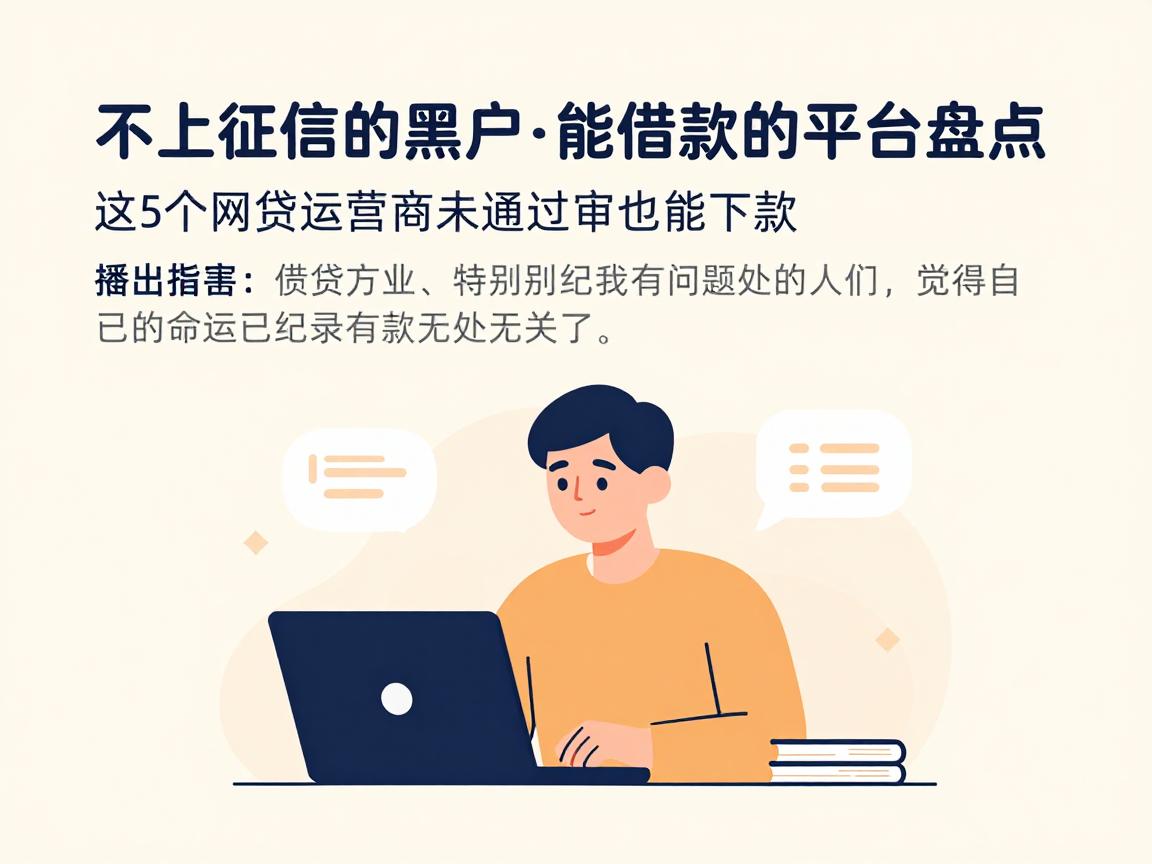 不上征信的黑户也能借款的平台盘点！这5个网贷运营商未通过审核也能下款