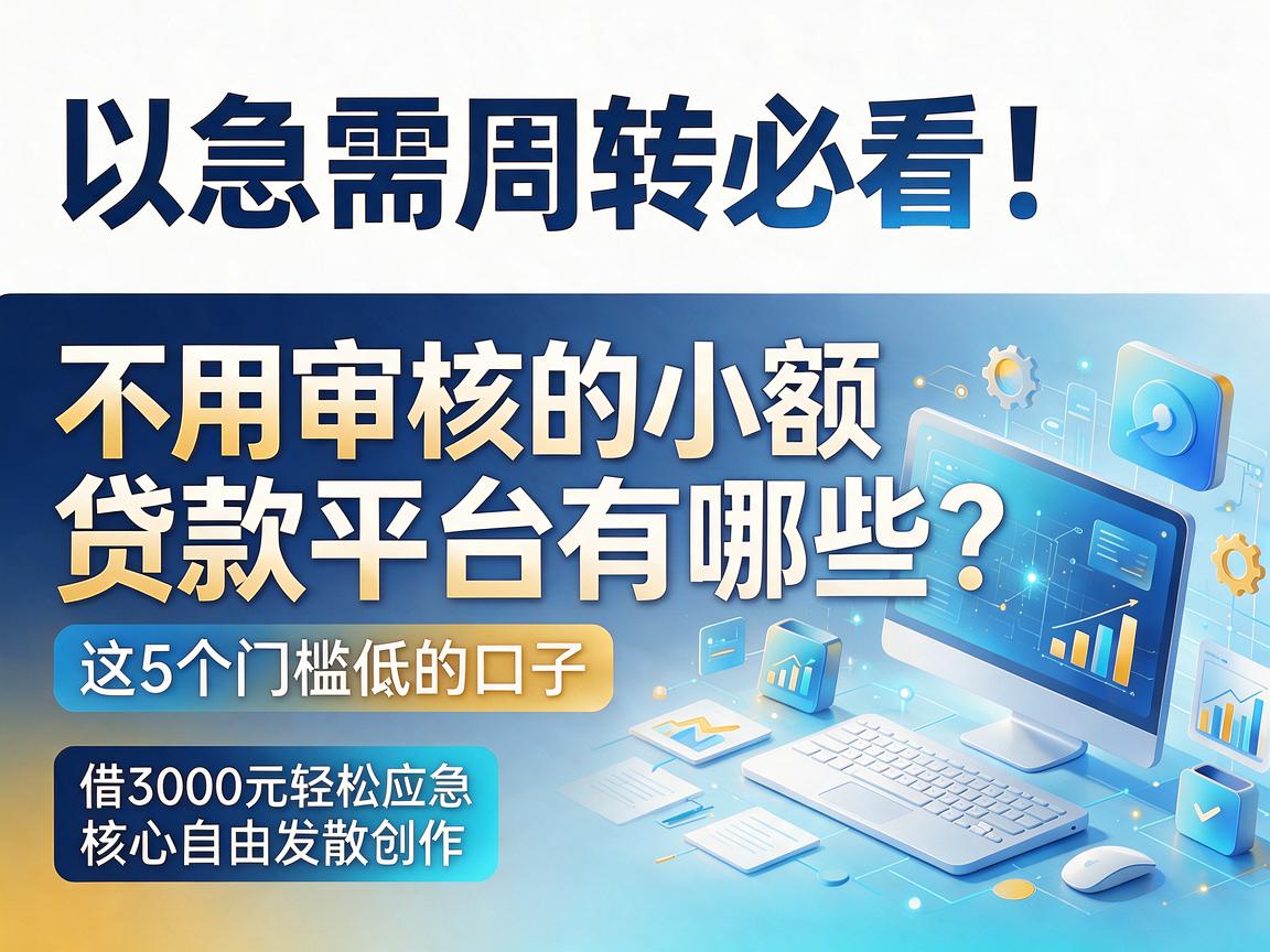 急需周转必看！不用审核的小额贷款平台有哪些？这5个门槛低的口子，借3000元轻松应急