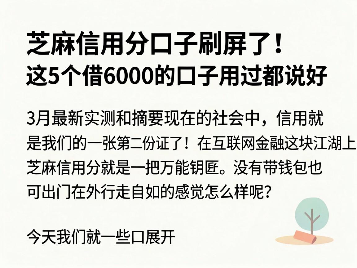 芝麻信用分口子刷屏了！这5个借6000的口子用过都说好，3月最新实测