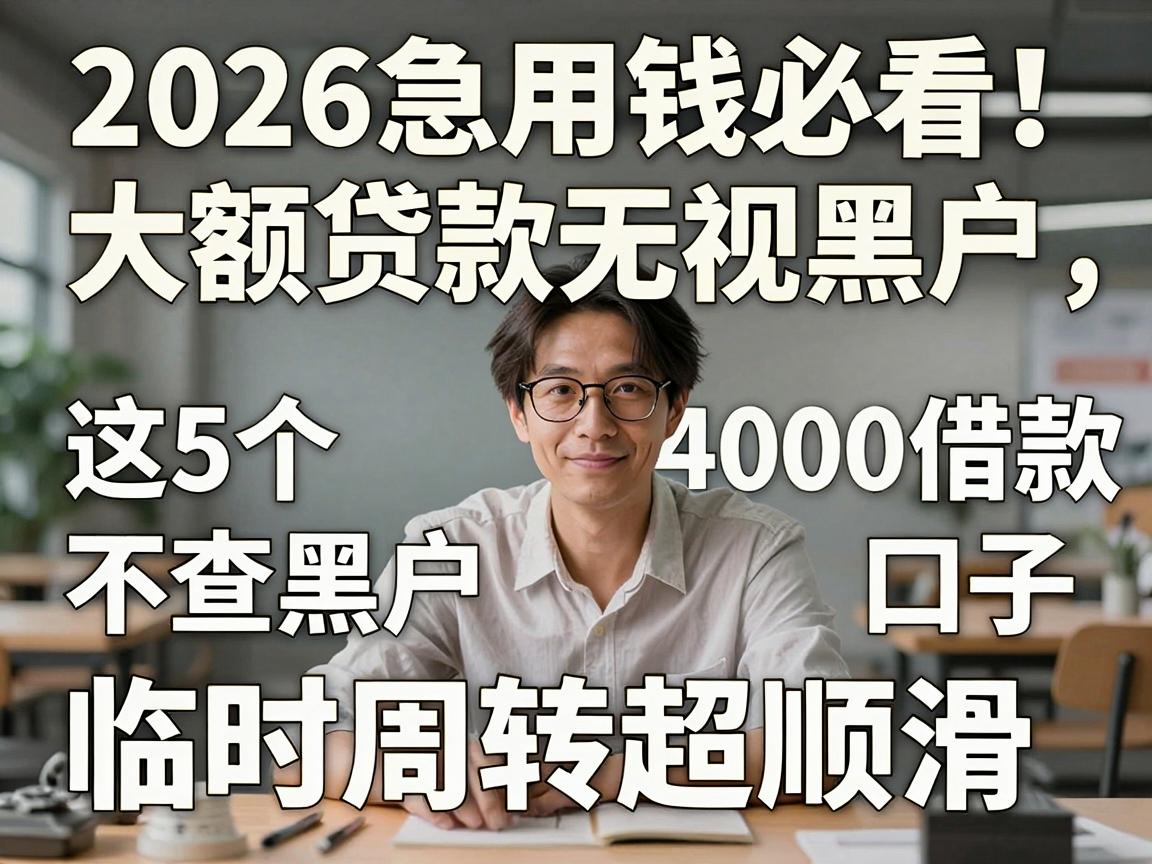 2026急用钱必看！大额贷款无视黑户，这5个4000借款不查黑户口子，临时周转超顺滑