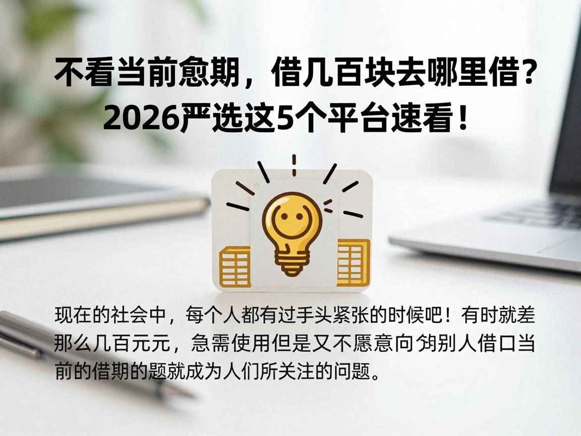 不看当前逾期，借几百块去哪里借？2026严选这5个平台速看！