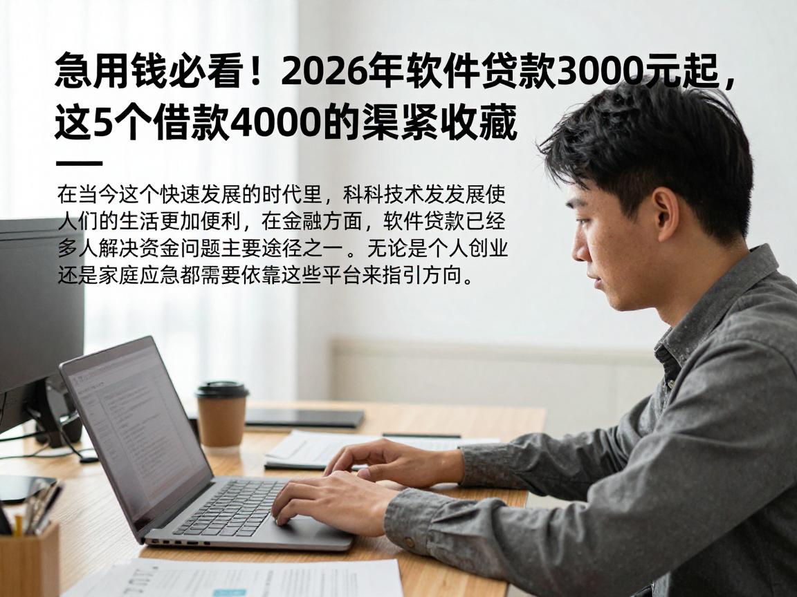 急用钱必看！2026年软件贷款3000元起，这5个借款4000的渠道赶紧收藏