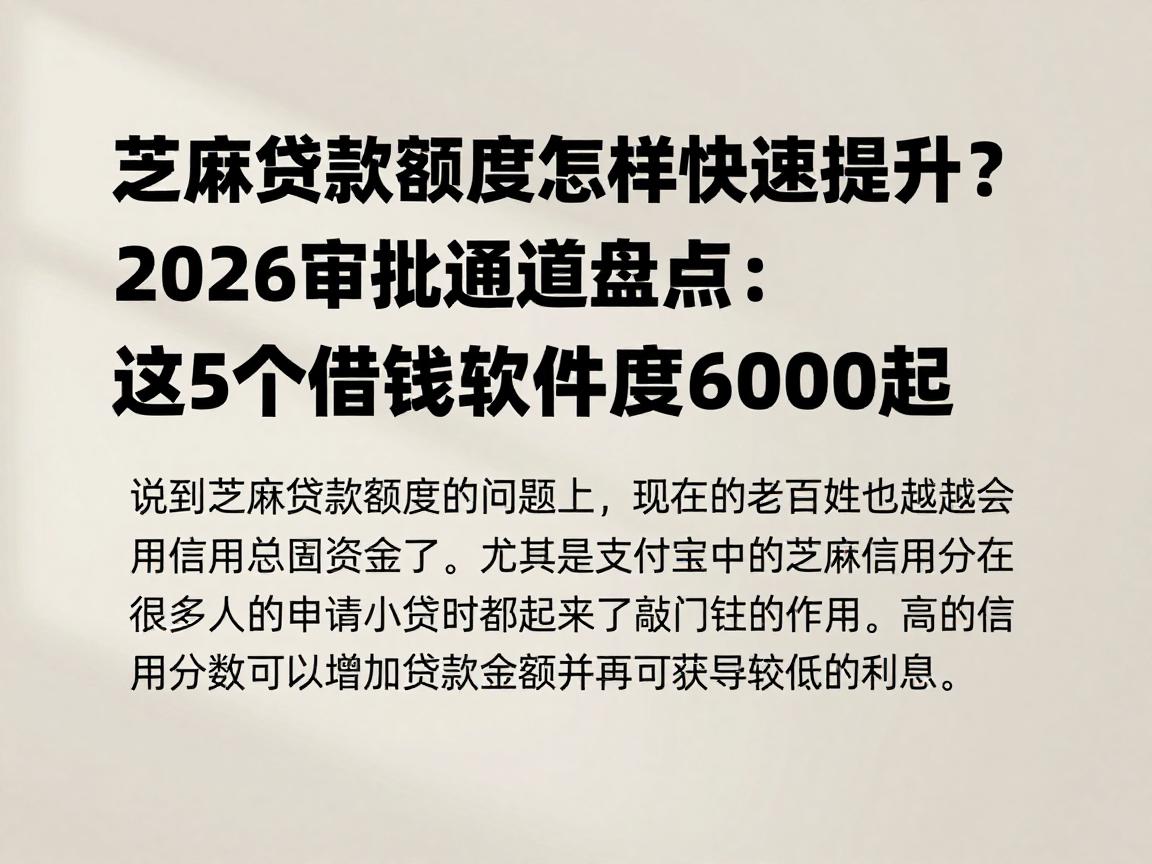 芝麻贷款额度怎样快速提升？2026审批通道盘点：这5个借钱软件额度6000起