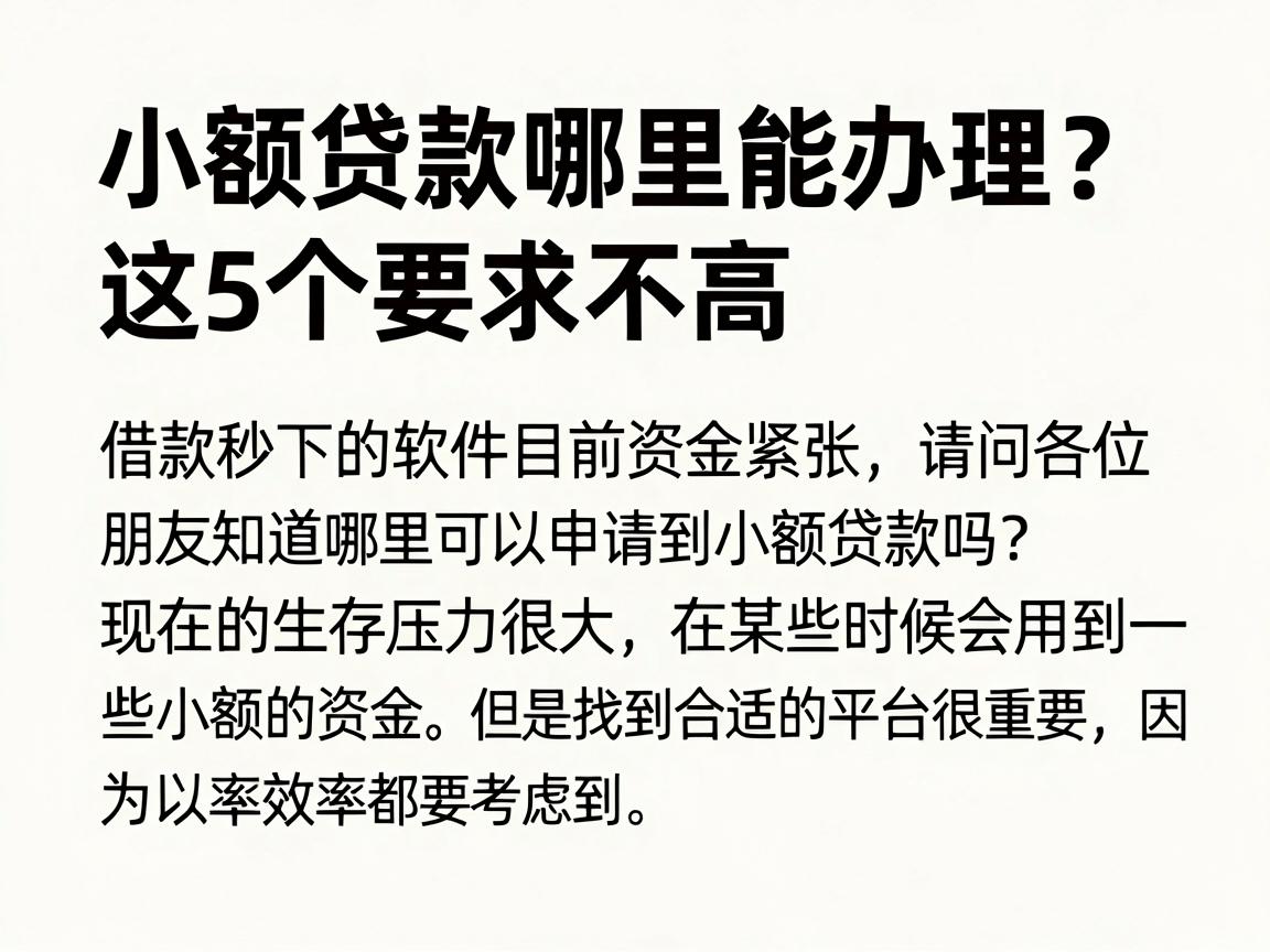 小额贷款哪里能办理？这5个要求不高、借款秒下的软件值得收藏