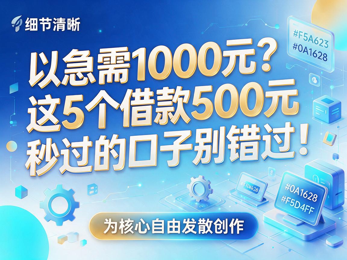 急需1000元？这5个借款500元秒过的口子别错过！