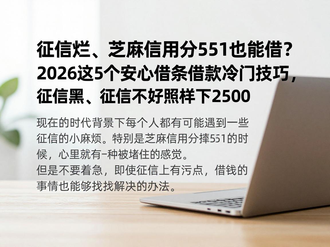 征信烂、芝麻信用分551也能借？2026这5个安心借条借款冷门技巧，征信黑、征信不好照样下款2500