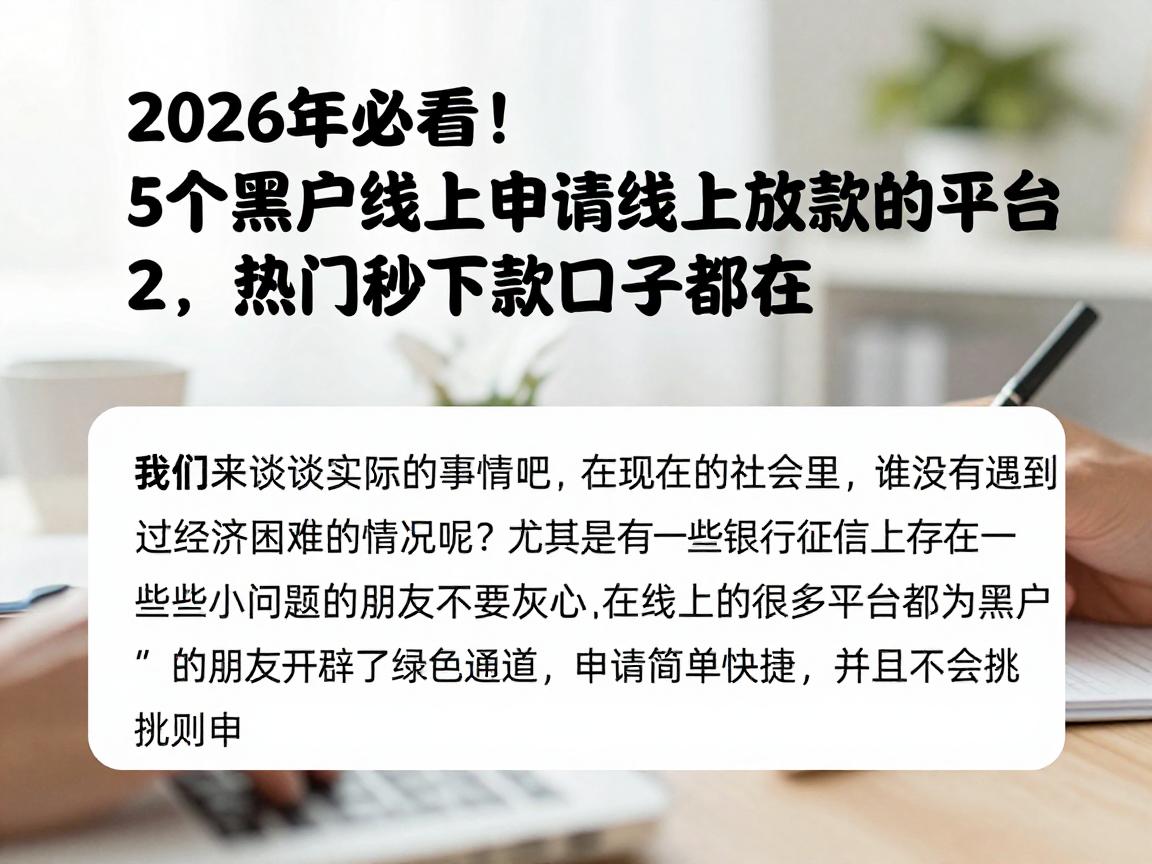 2026年必看！5个黑户线上申请线上放款的平台，热门秒下款口子都在这