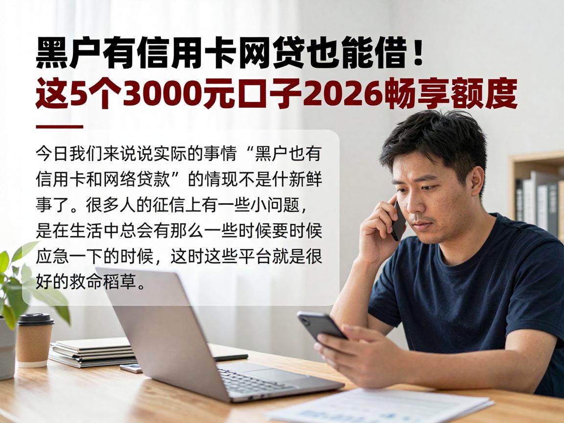黑户有信用卡网贷也能借！这5个3000元口子2026畅享额度
