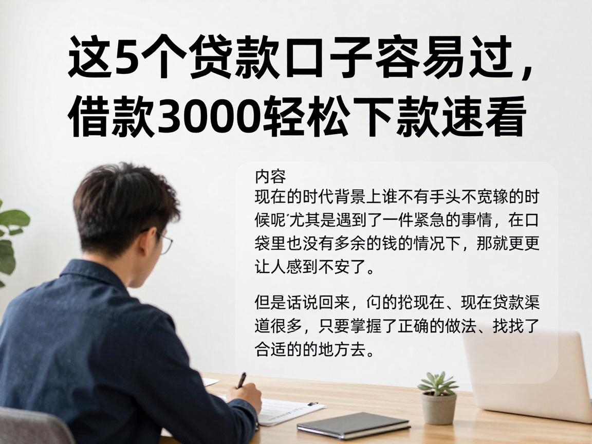 这5个贷款口子容易过，借款3000轻松下款速看！
