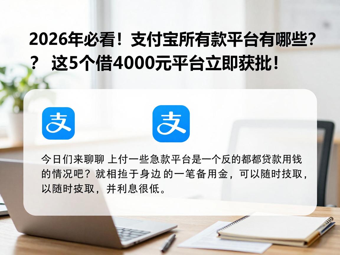2026年必看!支付宝所有的贷款平台有哪些?这5个借4000元平台立即获批!