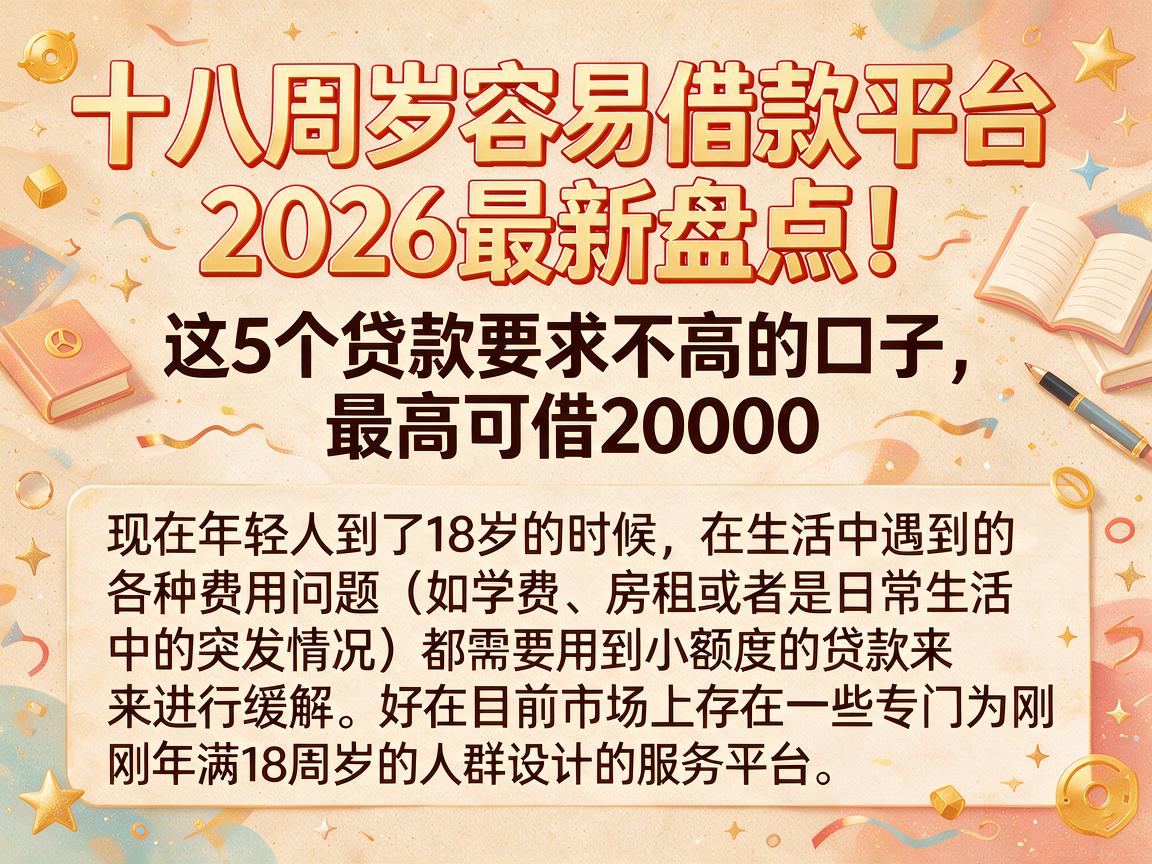 十八周岁容易借款平台2026最新盘点！这5个贷款要求不高的口子，最高可借20000