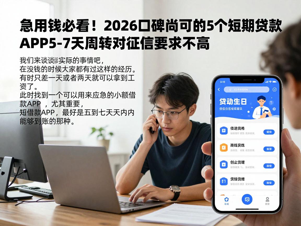 急用钱必看！2026口碑尚可的5个短期贷款APP，5-7天周转对征信要求不高
