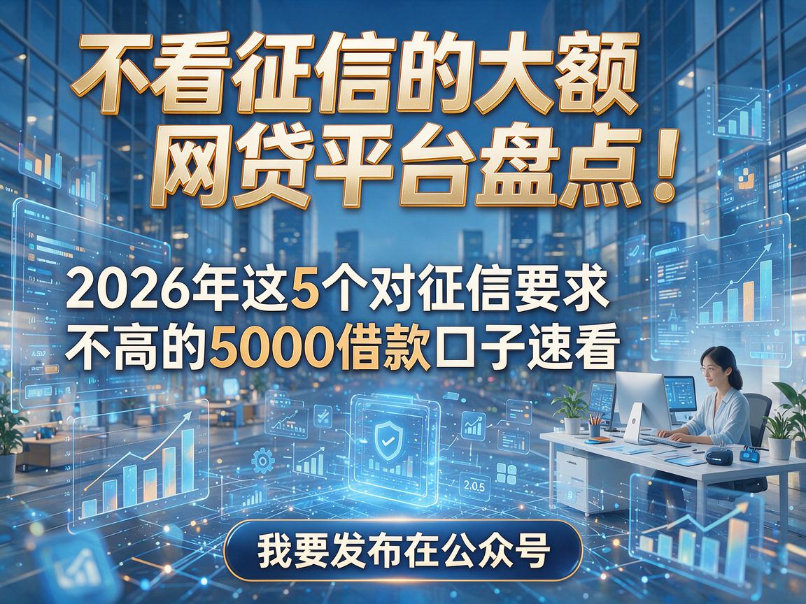 不看征信的大额网贷平台盘点！2026年这5个对征信要求不高的5000借款口子速看